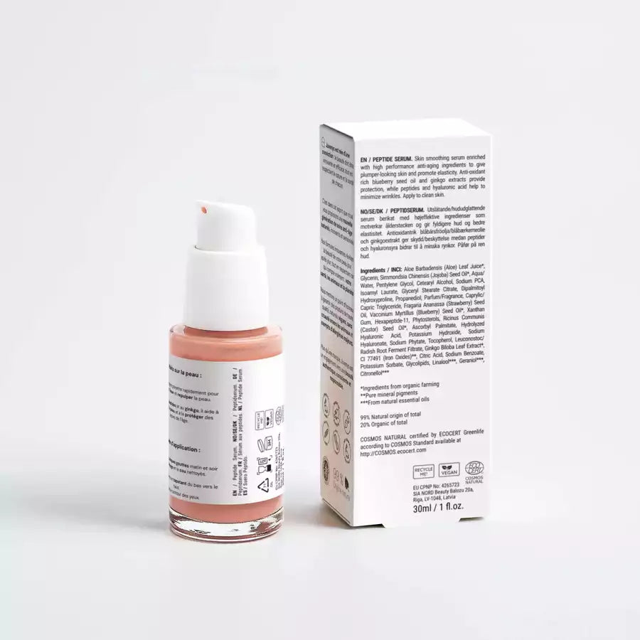 Sérum Juvenys anti age fermeté et éclat au ginkgo et peptides - vue emballage et flacon arrière