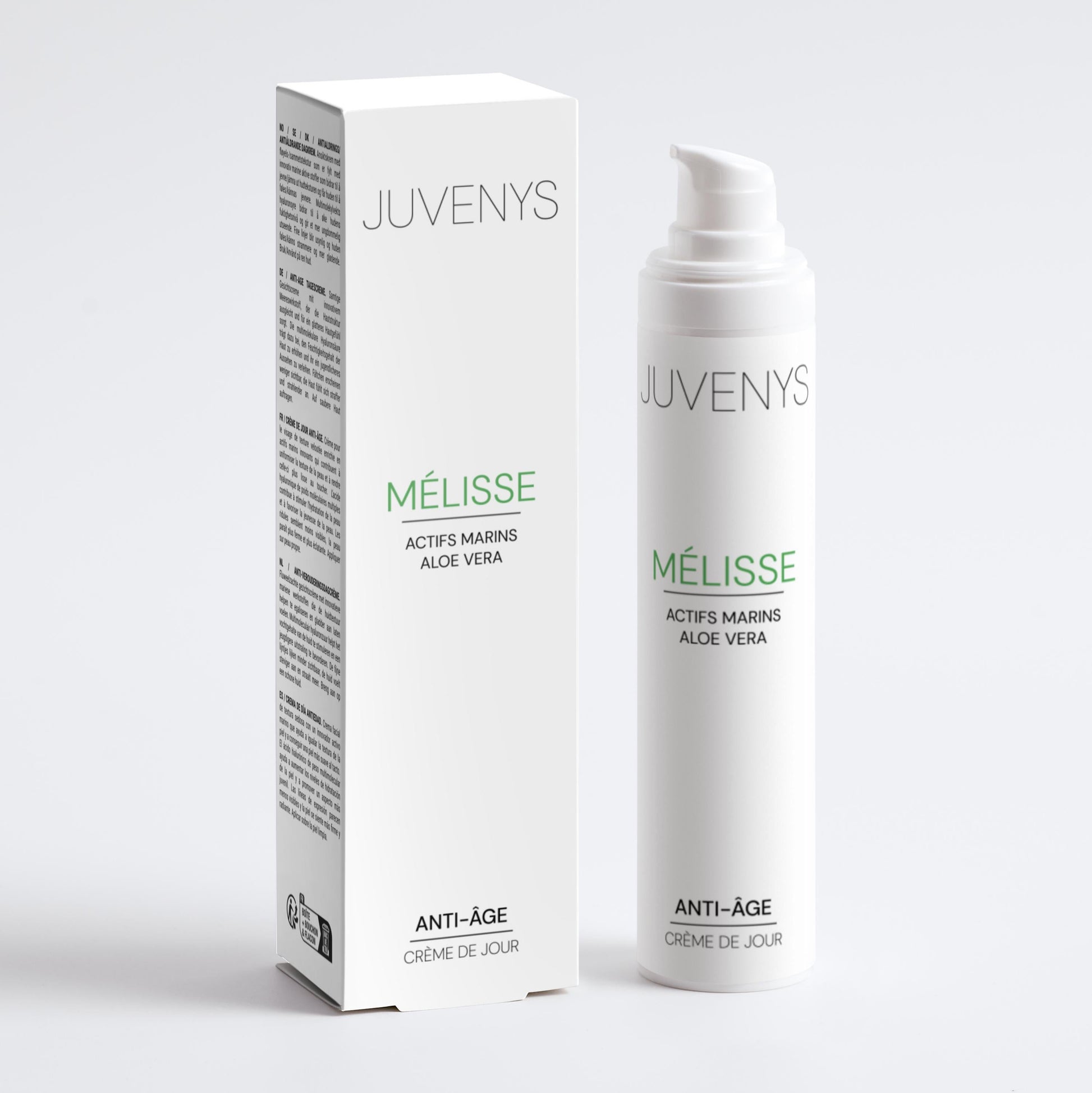 Vue emballage et design de la crème de jour anti-âge innovante de Juvenys