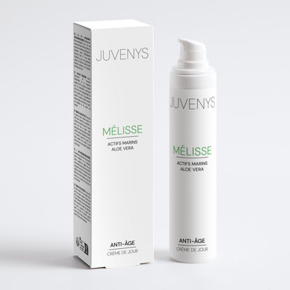 Vue emballage et design de la crème de jour anti-âge innovante de Juvenys